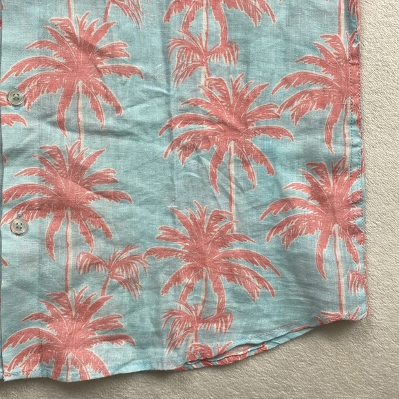 Linen Attire by Ranee’s Miami Linen Resort/Tropical LS Button Shirt (Blue/Pink) - Picture 10 of 16